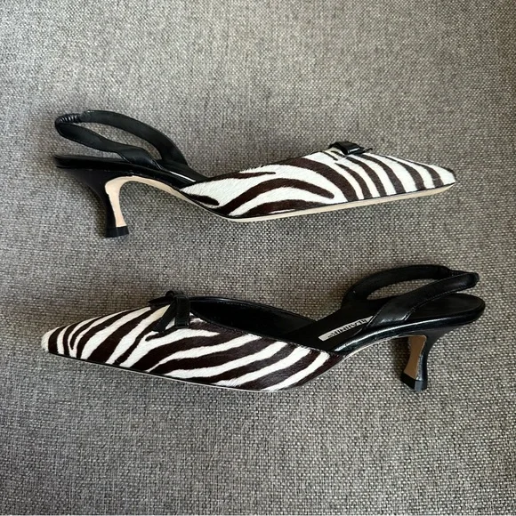 Vintage Manolo Blahnik zebra pony hair heels - Picture 3 of 5